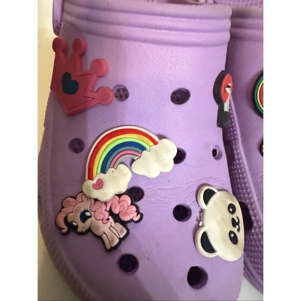 Crocs Big Girls Jibbitz Charms Classic Clog Sandals Purple Size 34